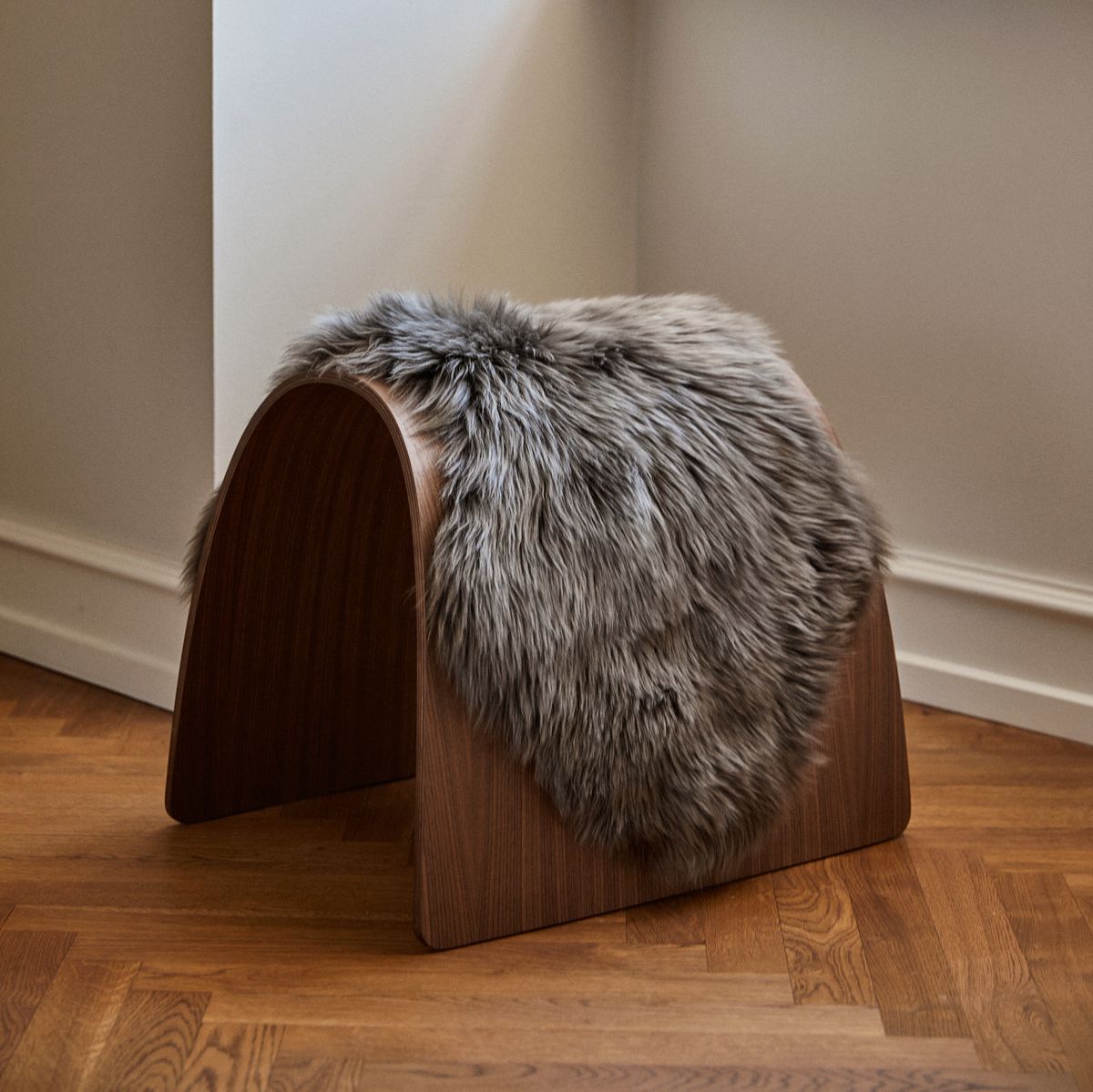 Dessus de tabouret en peau de mouton | Laine longue Noir