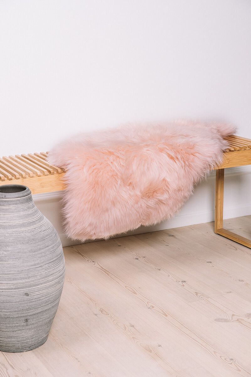 Tapis en peau de mouton mérinos | Laine longue | 90x60 cm Fuchsia