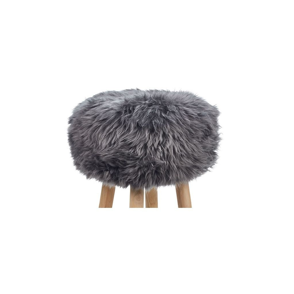 Dessus de tabouret en laine longue | Ø35 × H17 cm