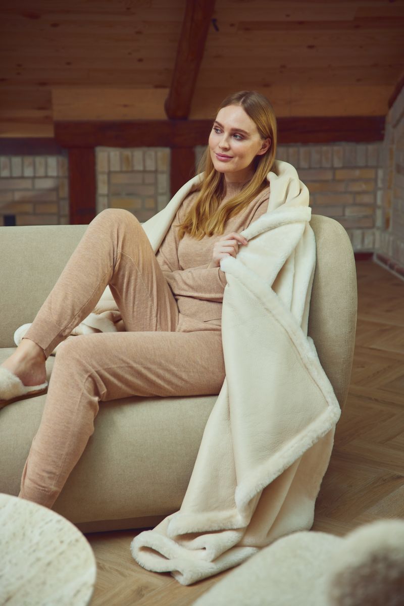 Angelina Throw | Double Face Beige