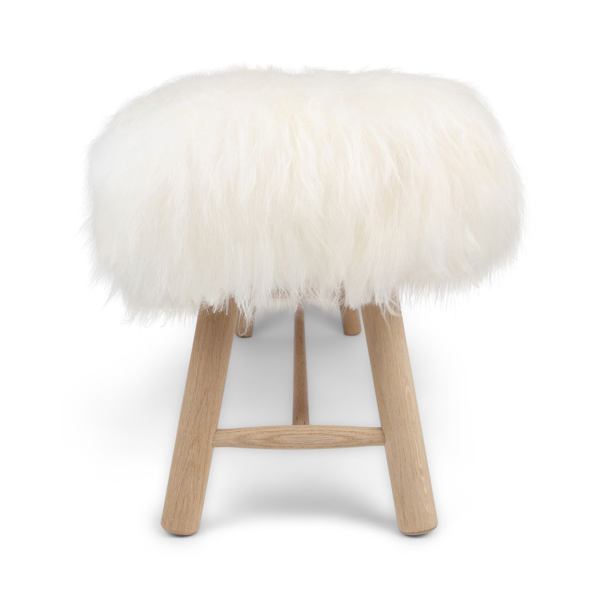 Banc Theo | Peau de mouton tibétaine | Pieds en chêne Blanc Cassé