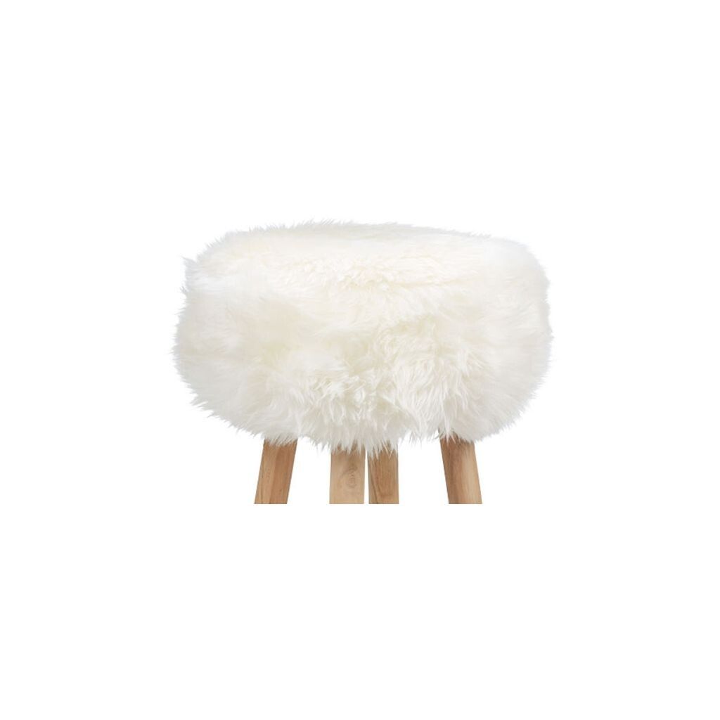 Dessus de tabouret en laine longue | Ø35 × H17 cm