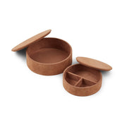 Coffret rond en cuir