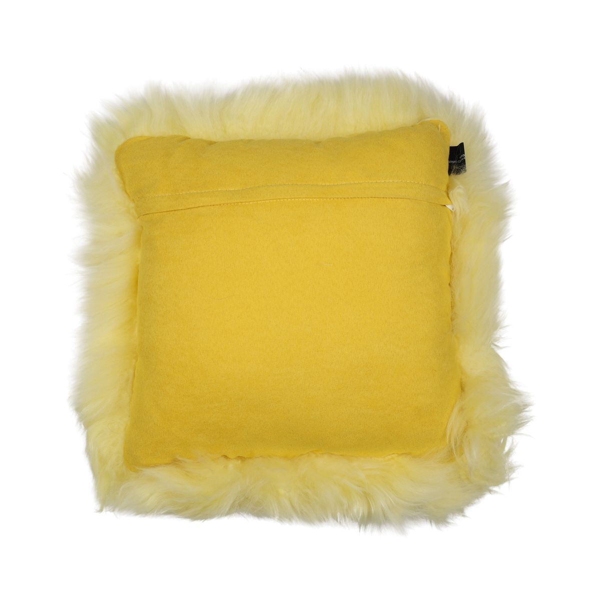 Coussin en peau de mouton longue laine | 35x35 cm Citron