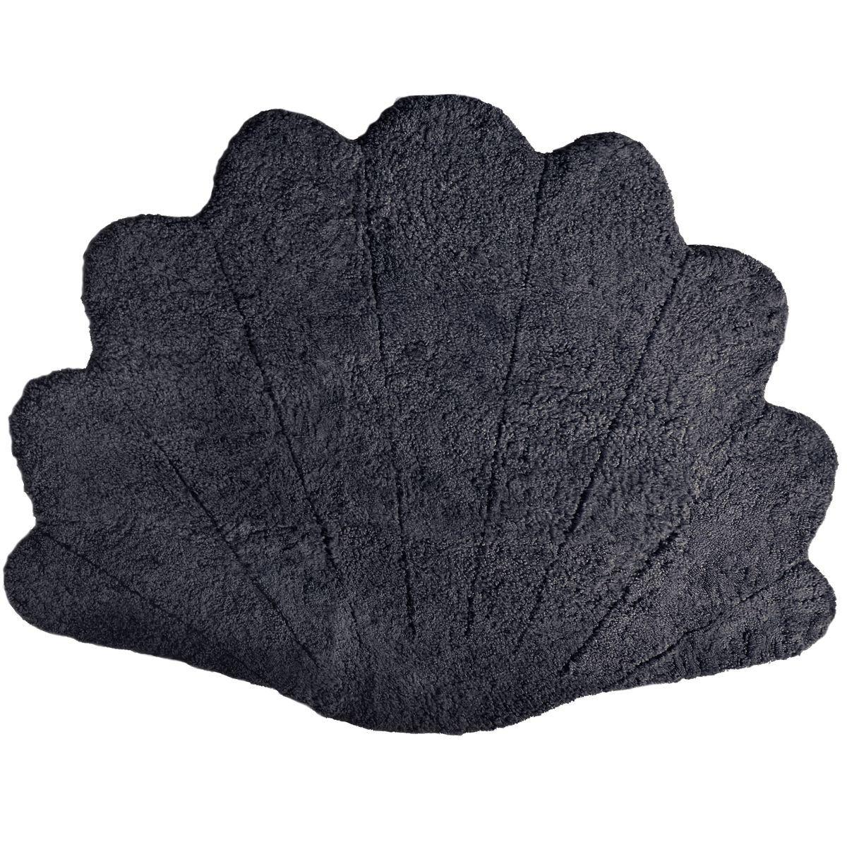 Tapis court en laine bouclée en peau de mouton à motif de coquille | 210x150 cm Anthracite