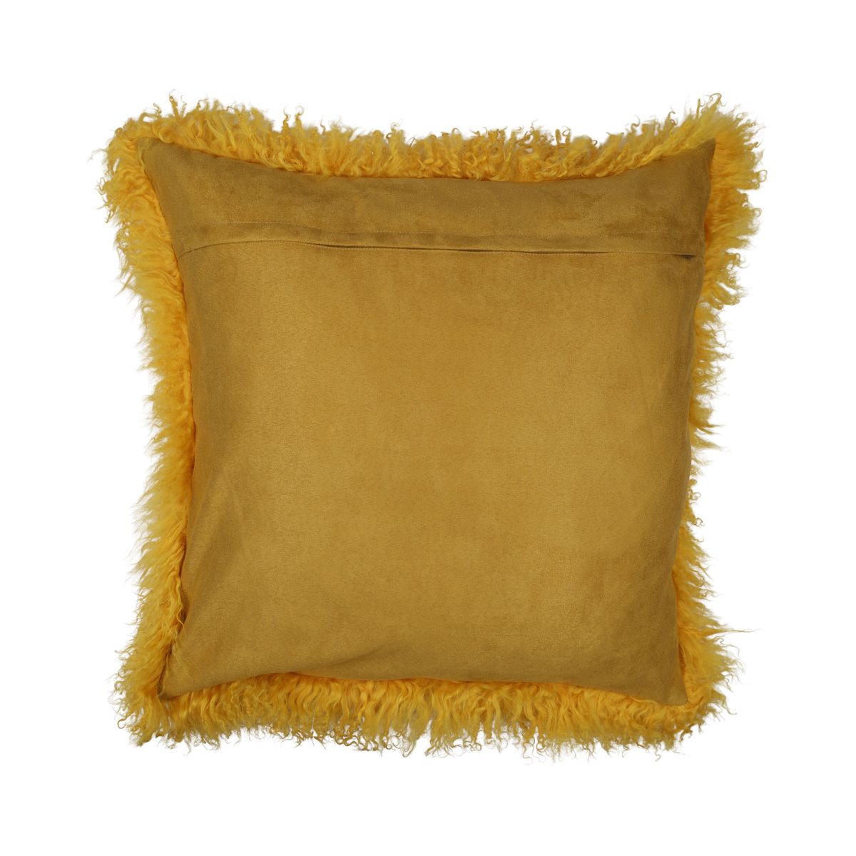 Coussin en peau de mouton tibétain | 50x50 cm Jaune Moutarde