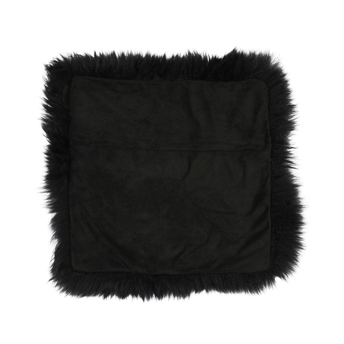 Housse de coussin de siège | Laine longue | Nouvelle-Zélande | 50,5 x 50,5 cm Noir