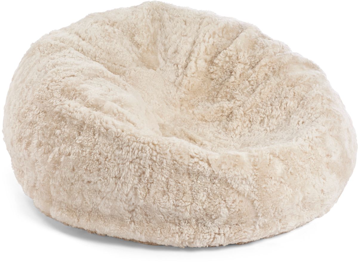 Pouf rond en peau de mouton | Laine courte | Moyenne | Grande