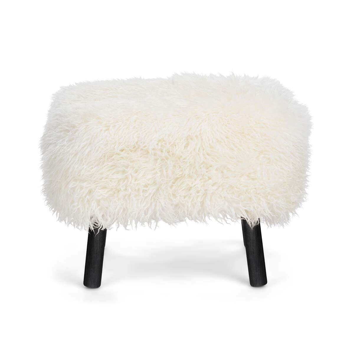 Repose-pieds Emily | Peau de mouton  | Laine longue Blanche-Neige