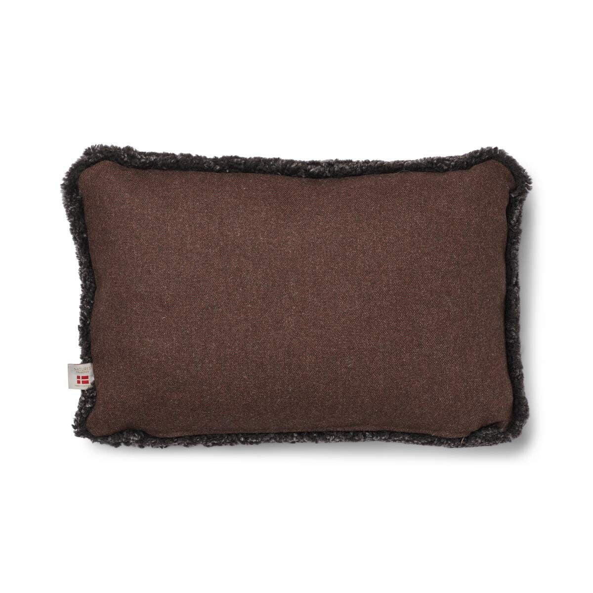 Coussin en laine courte de mouton - 52x52 cm Marron/Cappuccino