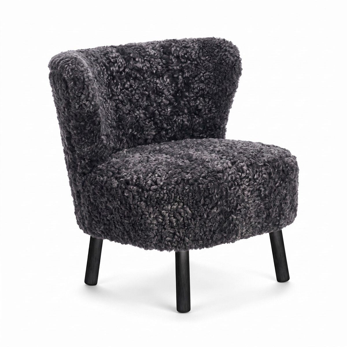 Fauteuil lounge Emil | Laine courte Anthracite