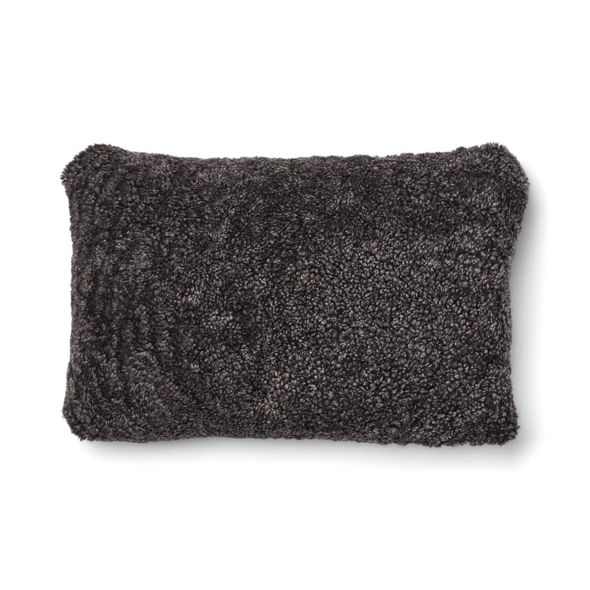 Coussin en laine courte de mouton - 34x52 cm Marron/Cappuccino