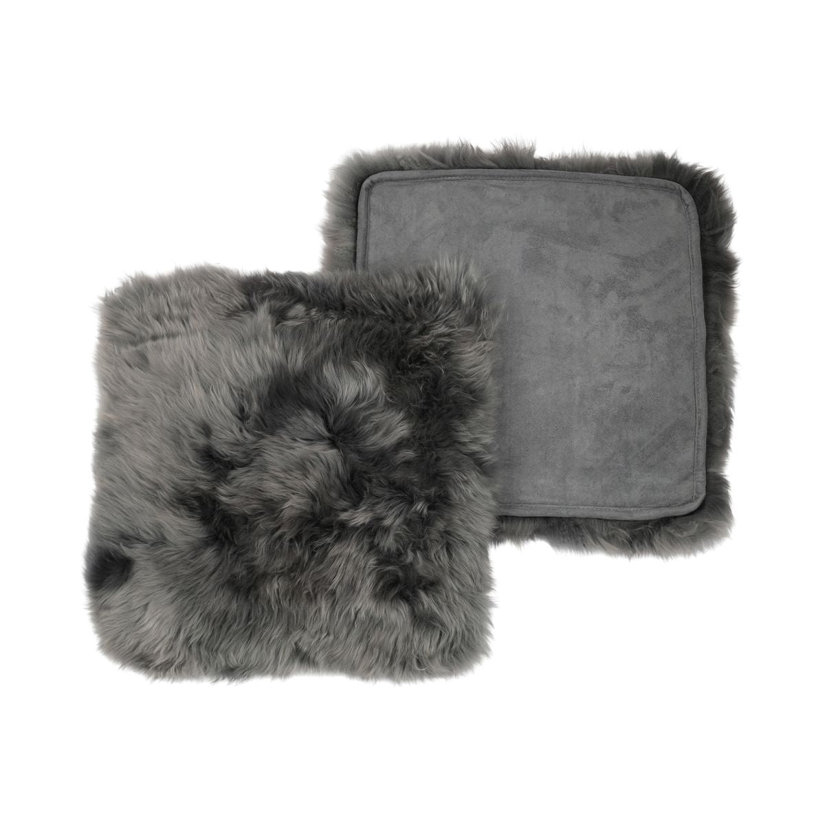 Dessus de siège avec envers | Laine longue | Nouvelle-Zélande | 40 × 40 cm Acier