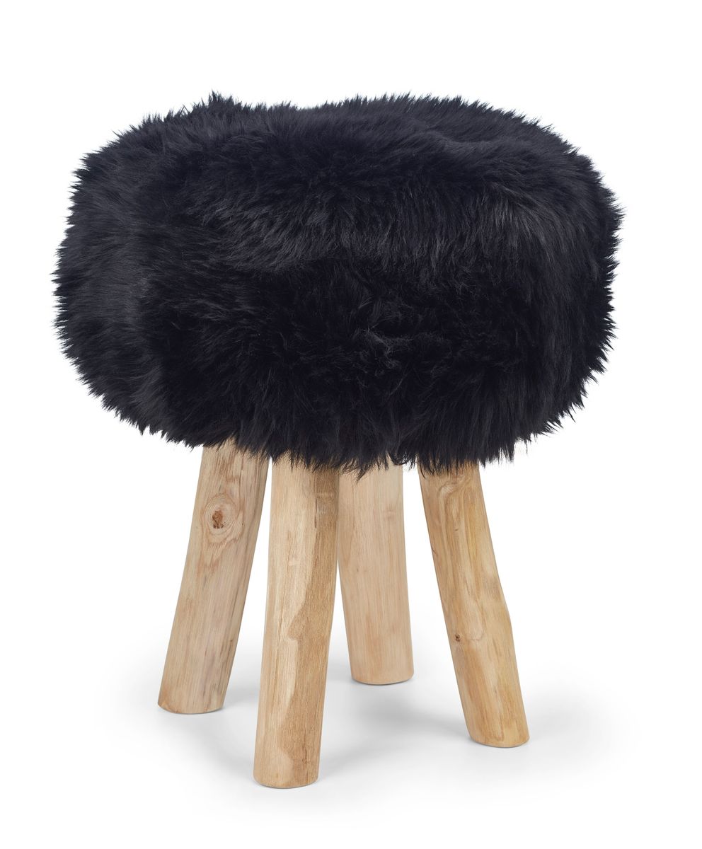 Tabouret Theodor + housse | Pieds en chêne | Peau de mouton de Nouvelle-Zélande