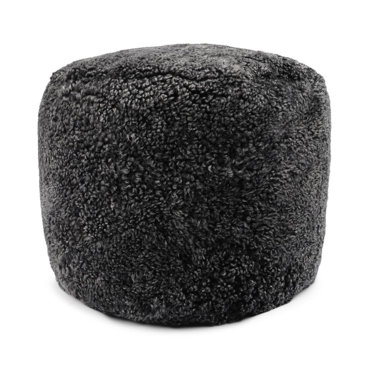 Pouf en peau de mouton bouclée | Laine courte Anthracite