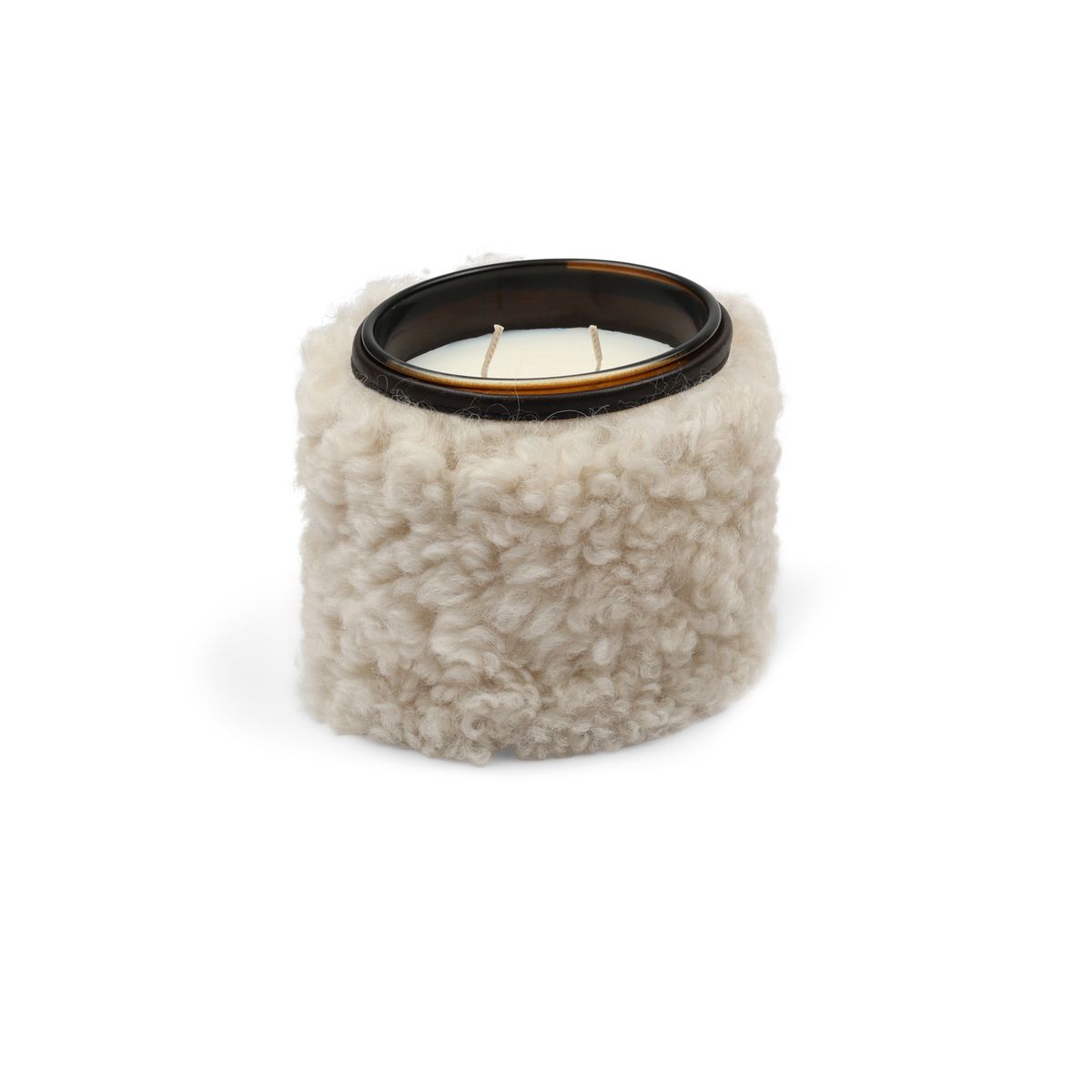 Bougie parfumée avec peau de mouton  