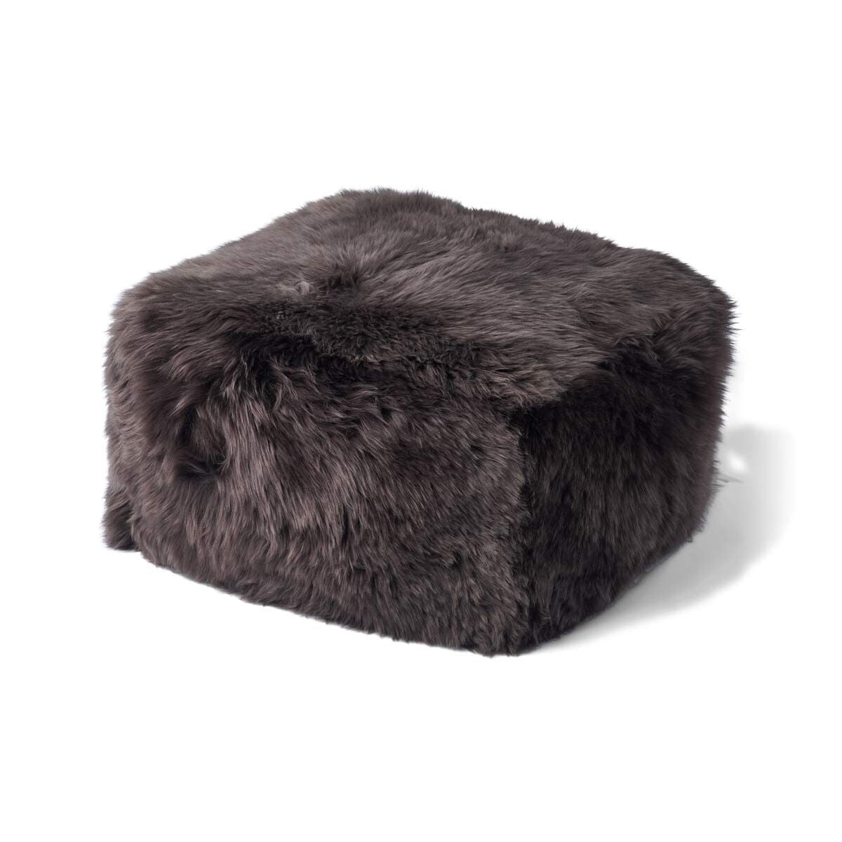 Pouf en peau de mouton | Laine longue Noyer