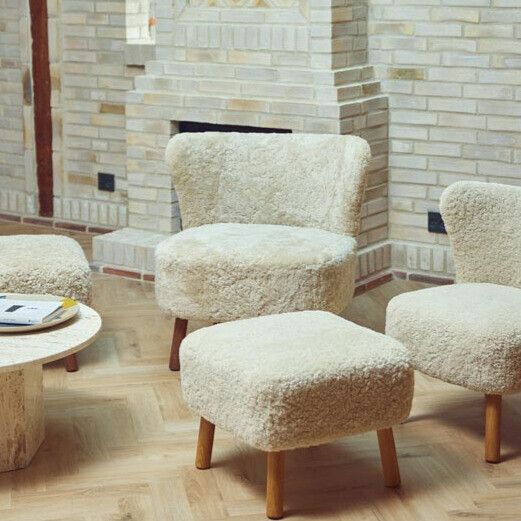 Fauteuil lounge Emil | Laine courte Anthracite