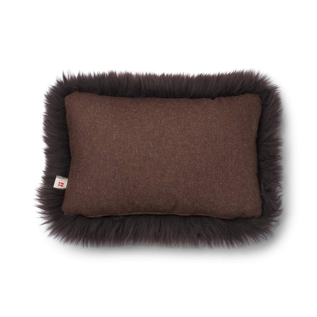 Coussin en peau de mouton longue laine - 52x52 cm | 34x52 cm Chocolat