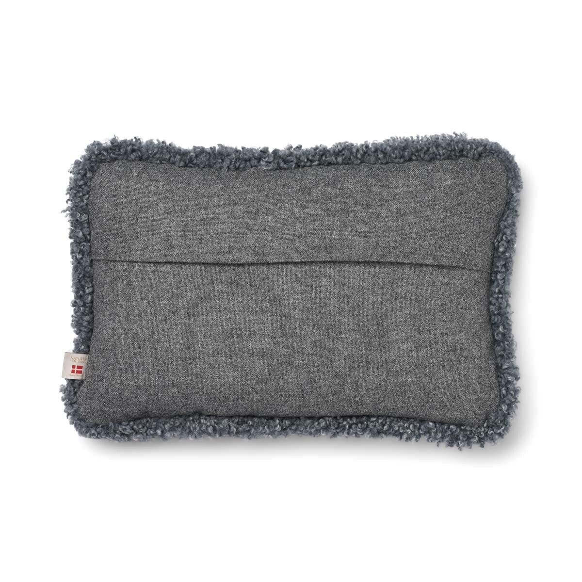 Coussin en laine courte de mouton | garniture SW | 34x52 cm Pierre/Gris clair
