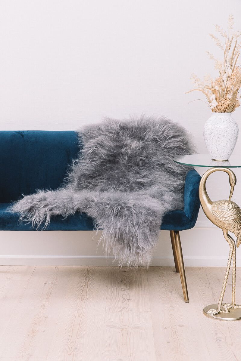Peau de mouton islandaise | Couleurs naturelles | 90 +cm Argent