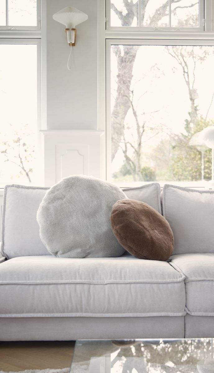 Coussin en velours nordique | Ø45 cm | Ø62 cm Sable Gris