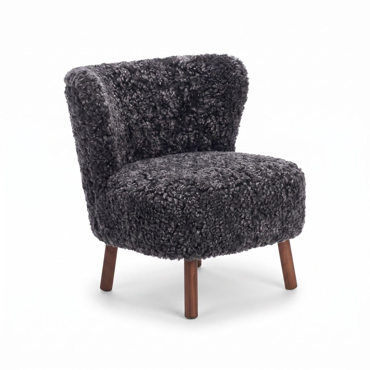 Fauteuil lounge Emil | Laine courte Anthracite