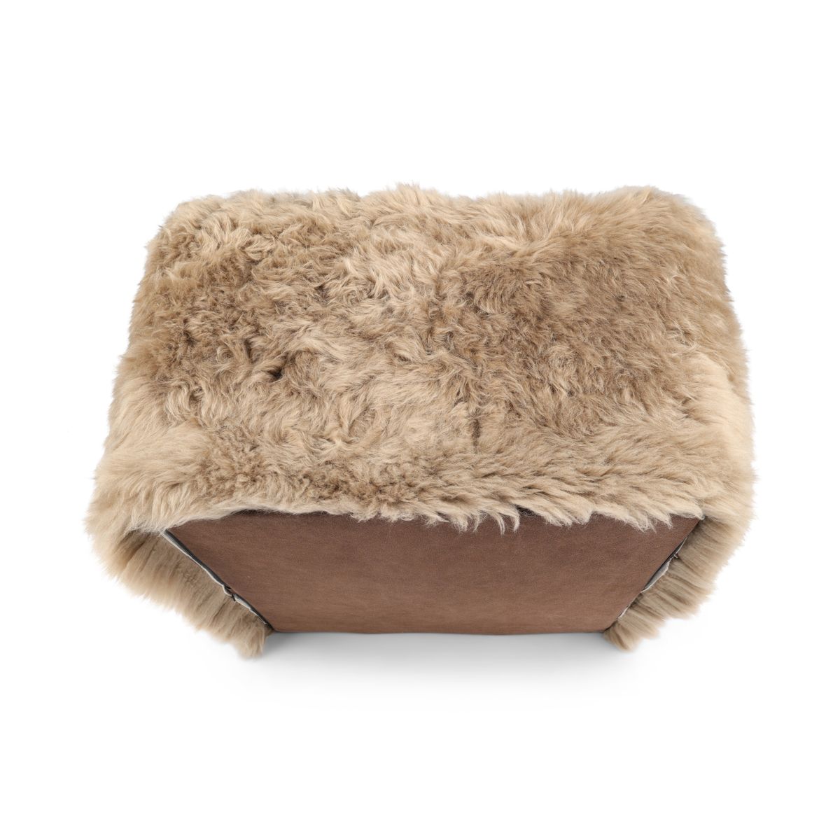Pouf en peau de mouton | Laine longue Taupe