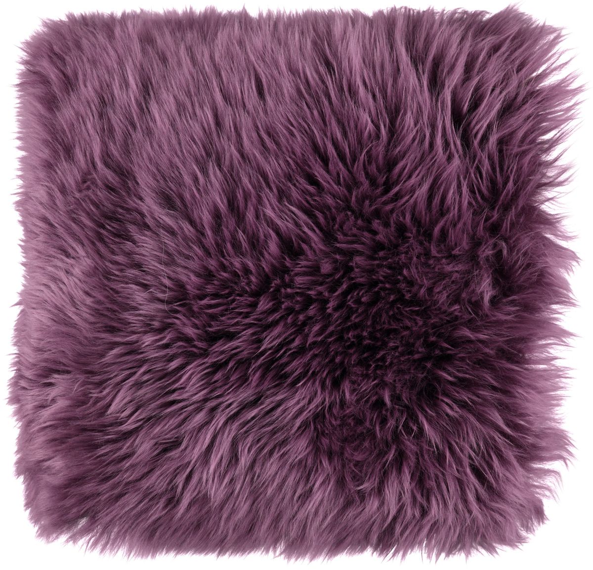 Coussin en peau de mouton longue laine | 35x35 cm Aubergine