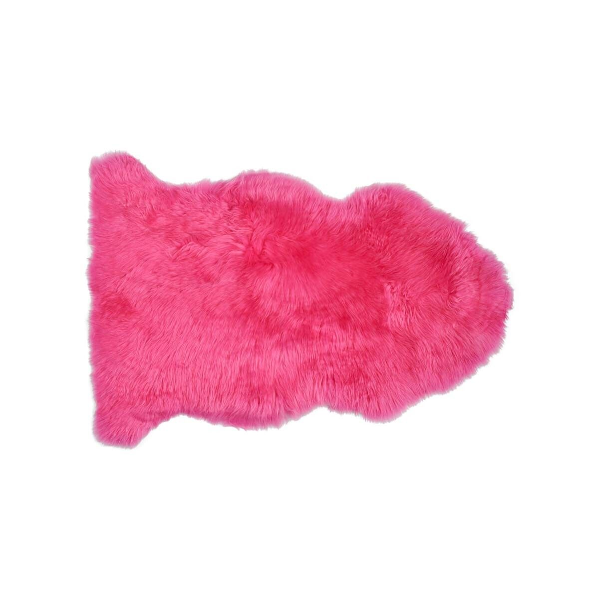 Tapis en peau de mouton mérinos | Laine longue | 90x60 cm Fuchsia