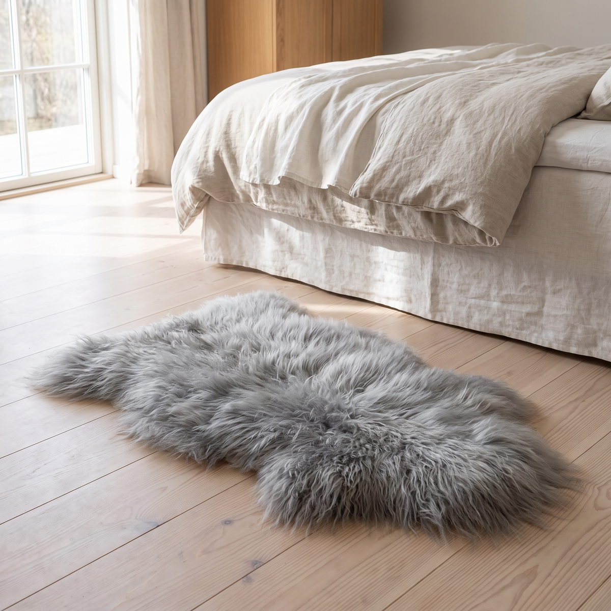 Peau de mouton islandaise | Couleurs naturelles | 90 +cm Argent