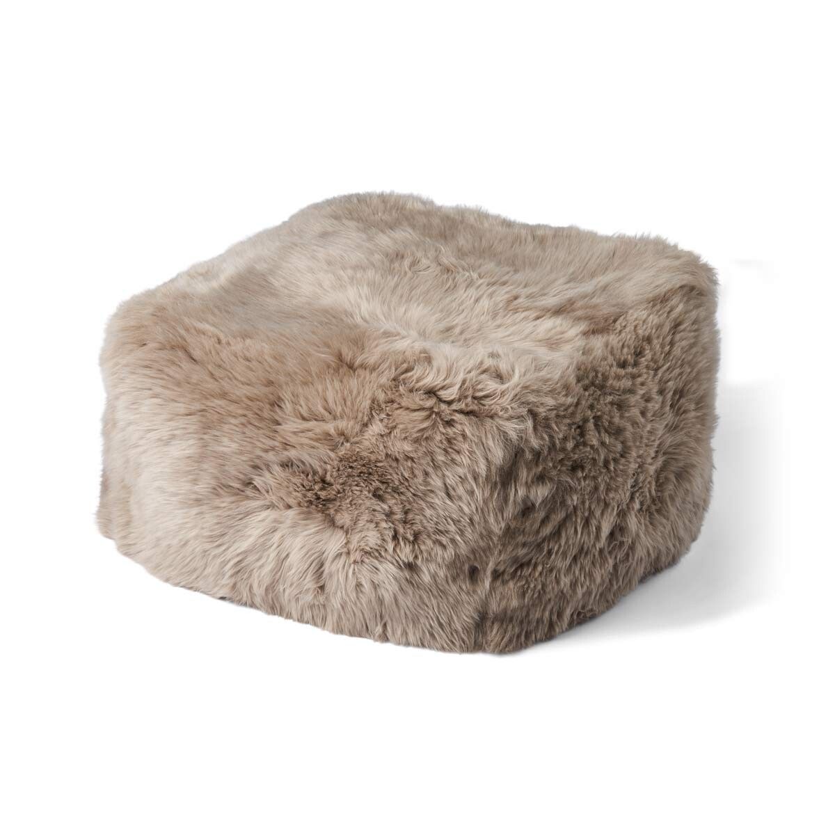 Pouf en peau de mouton | Laine longue Taupe