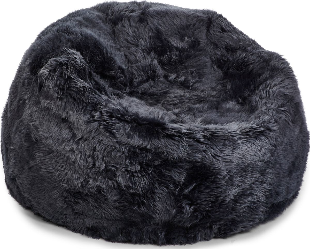 Pouf rond en peau de mouton | Laine longue | Taille M ou L