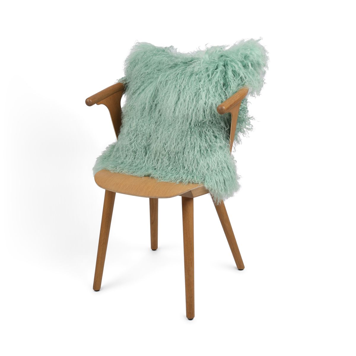 Coussin en peau de mouton tibétain | 50x50 cm Menthe