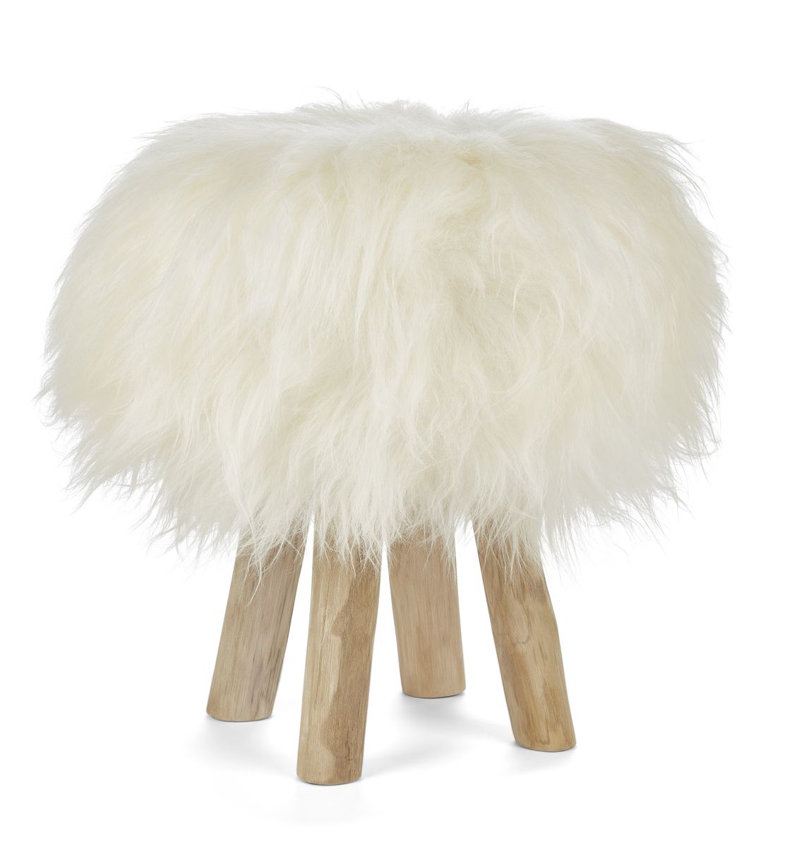Dessus de tabouret en peau de mouton islandaise Blanc Cassé