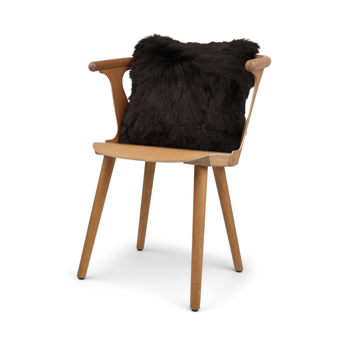 Coussin en peau de mouton | Laine longue | Nouvelle-Zélande | 40x40 cm Noir