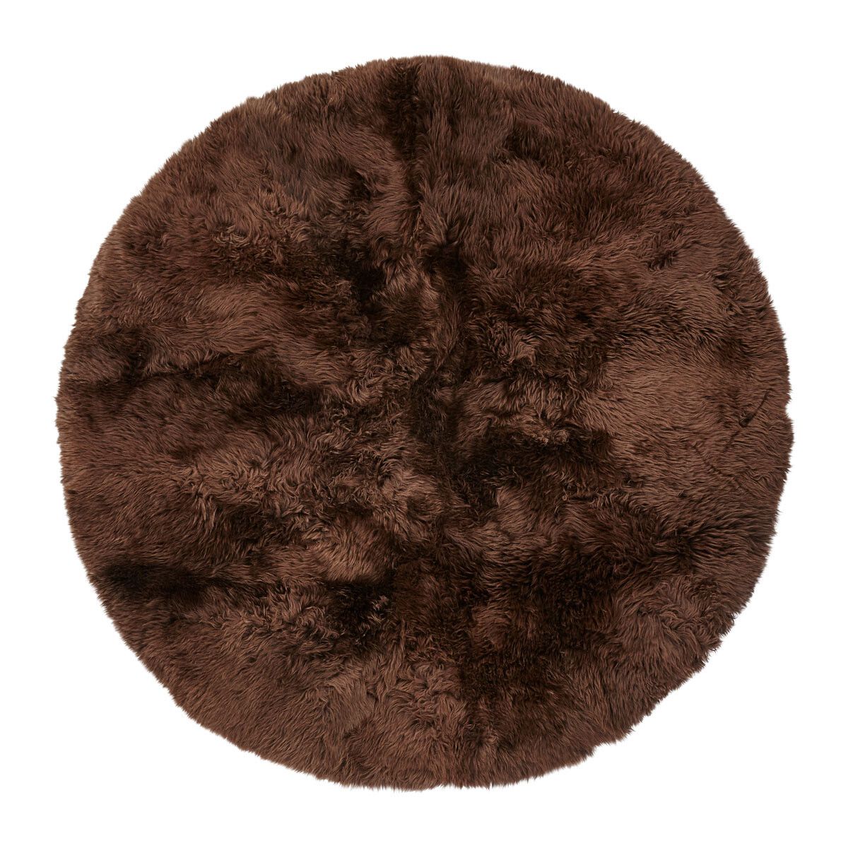 Tapis design en peau de mouton longue laine | D180 cm | D250 cm Chocolat