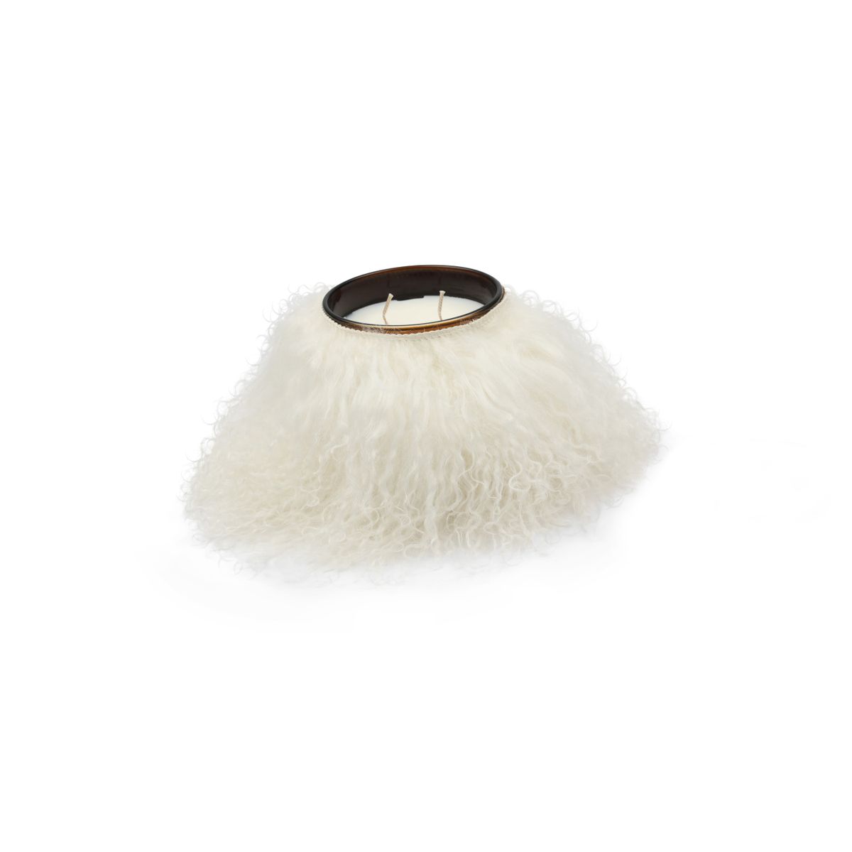 Bougie parfumée avec peau de mouton   Blanc