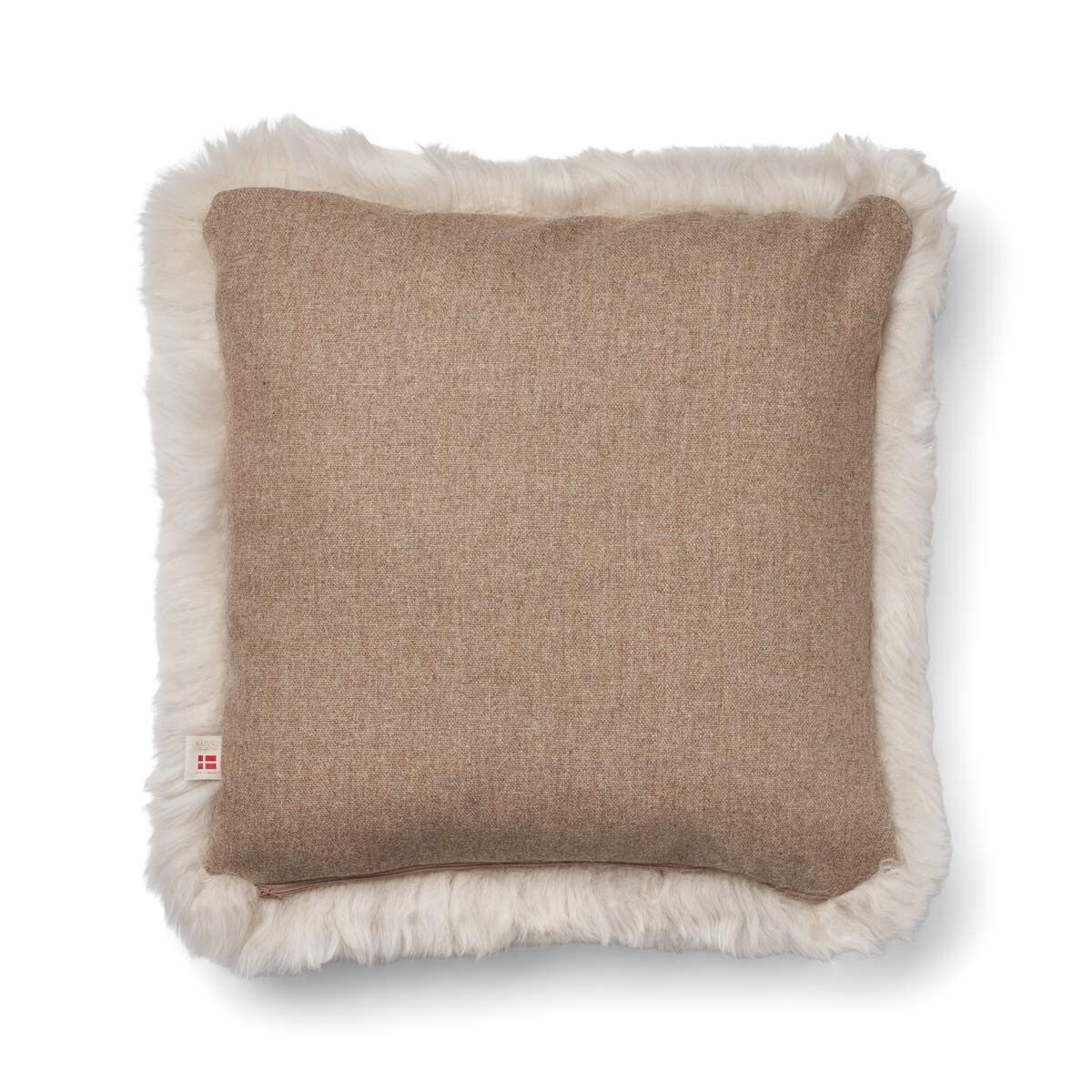 Coussin en peau de mouton longue laine - 52x52 cm