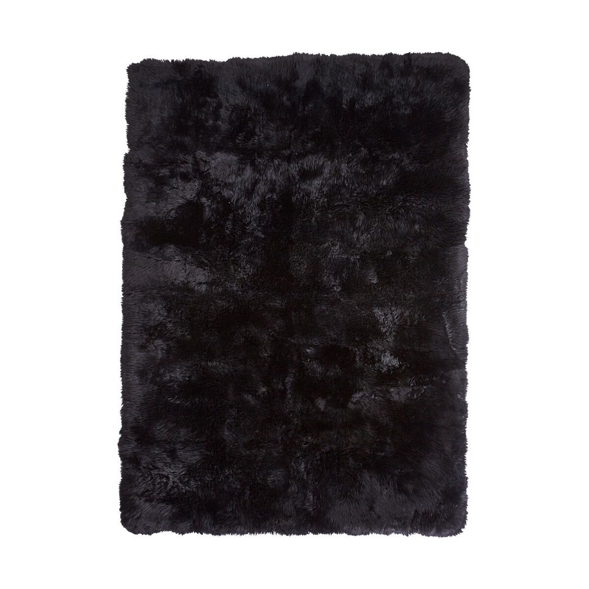 Tapis design en peau de mouton à laine longue Noir