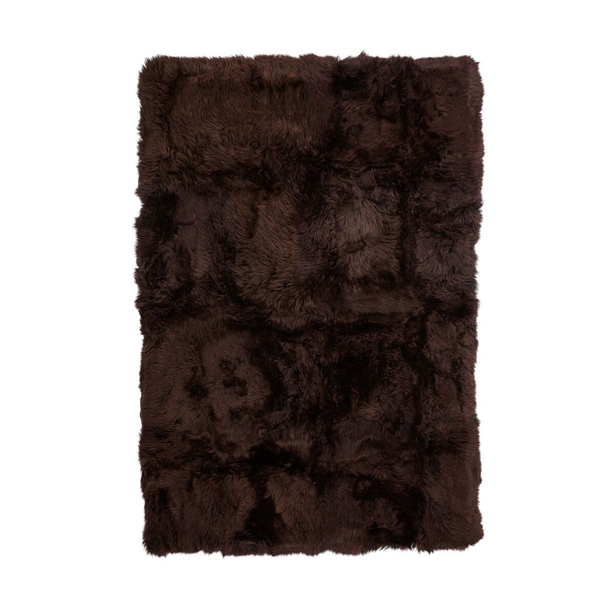 Tapis design en peau de mouton à laine longue Chocolat