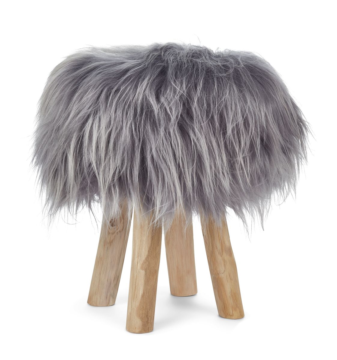 Tabouret Theo + housse | Pieds en chêne | Peau de mouton de Mongolie