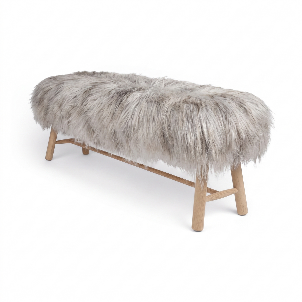 Banc Theo | Peau de mouton tibétaine | Pieds en chêne