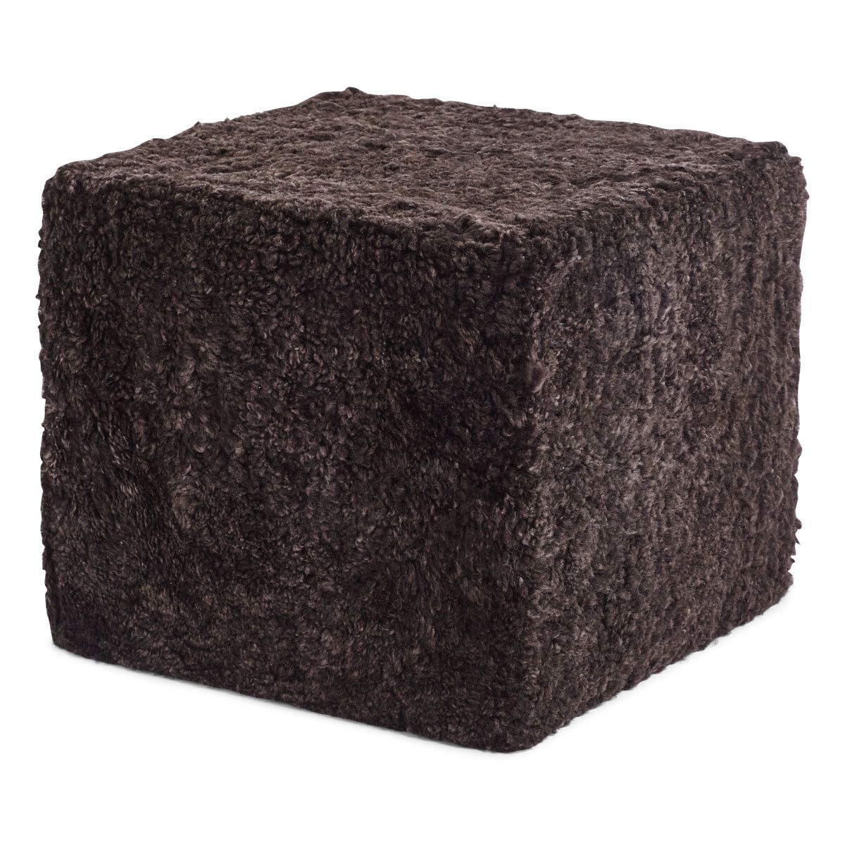 Short Wool Curly Sheepskin Pouf