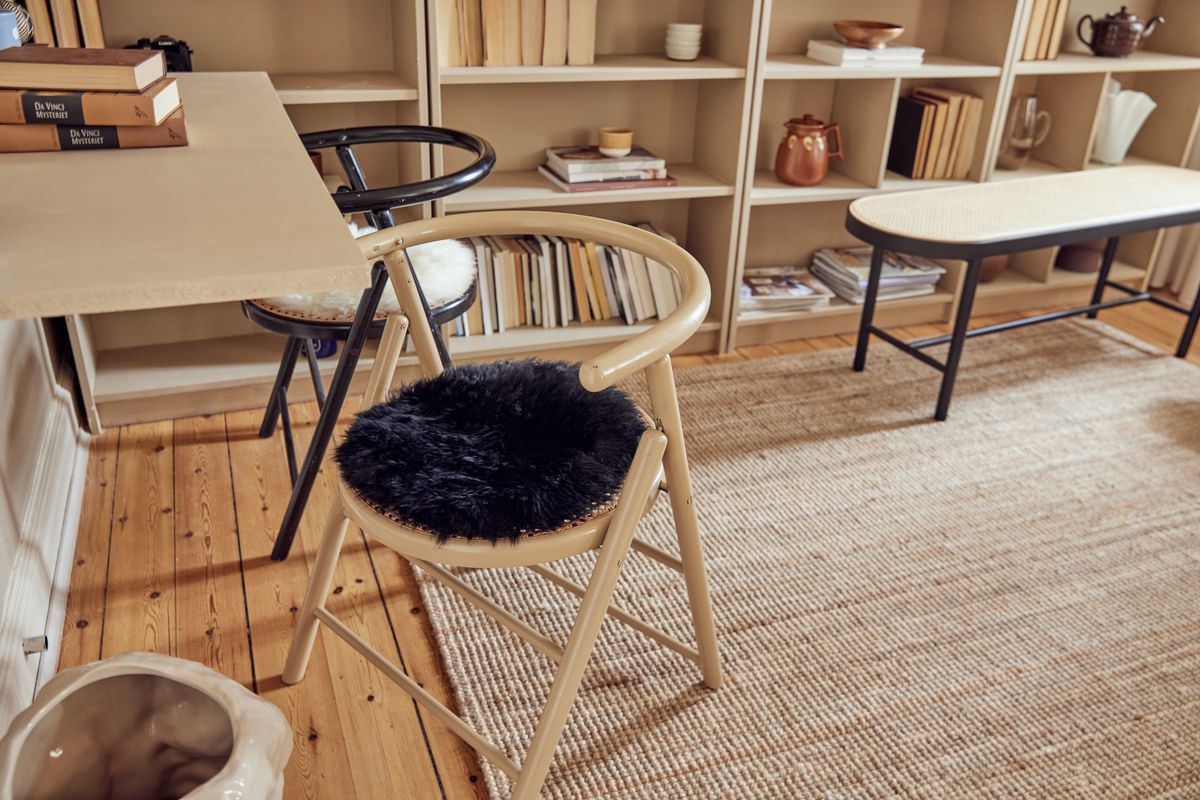 Dessus de siège premium | Laine longue | Nouvelle-Zélande | Ø34 cm Noir