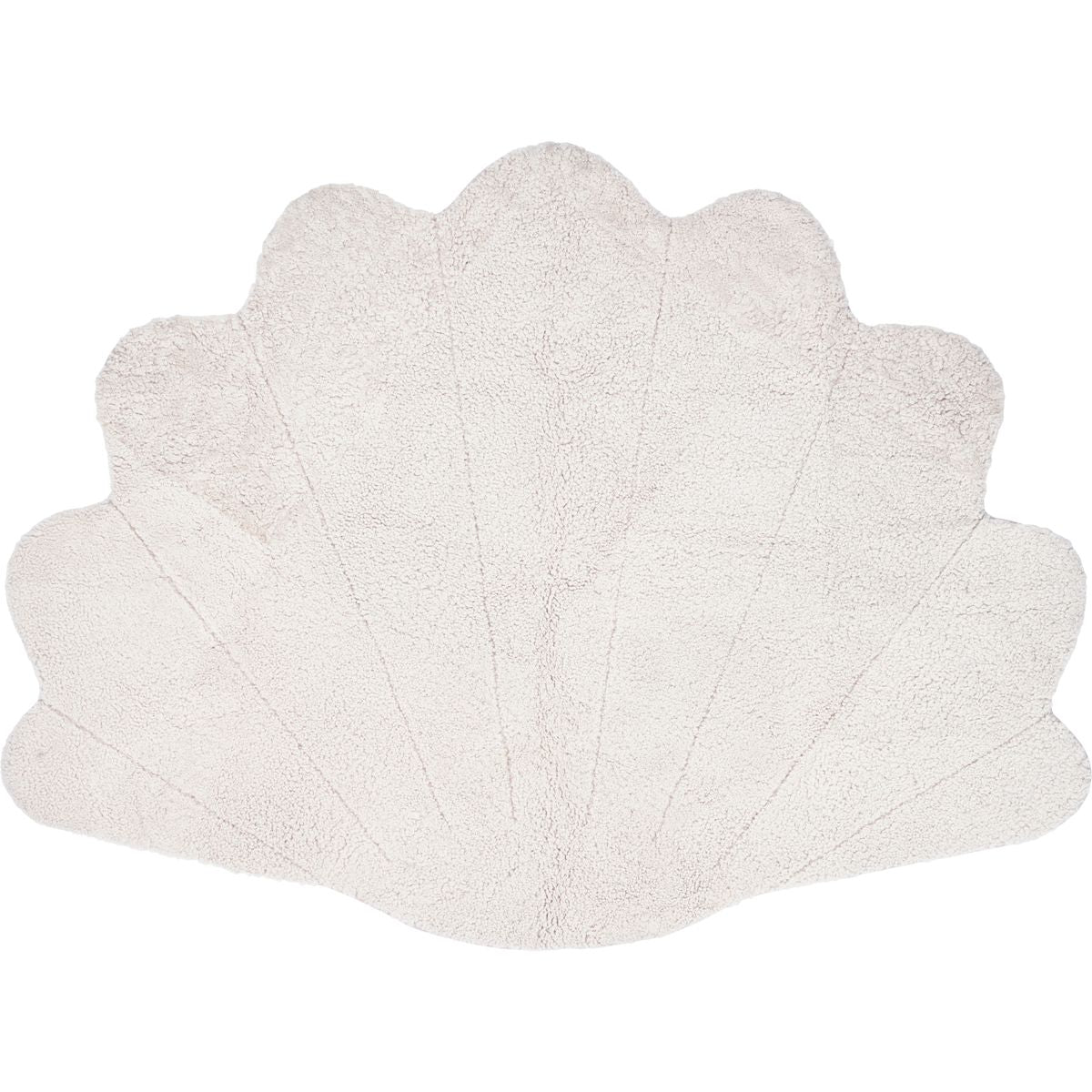 Tapis court en laine bouclée en peau de mouton à motif de coquille | 210x150 cm Ivoire