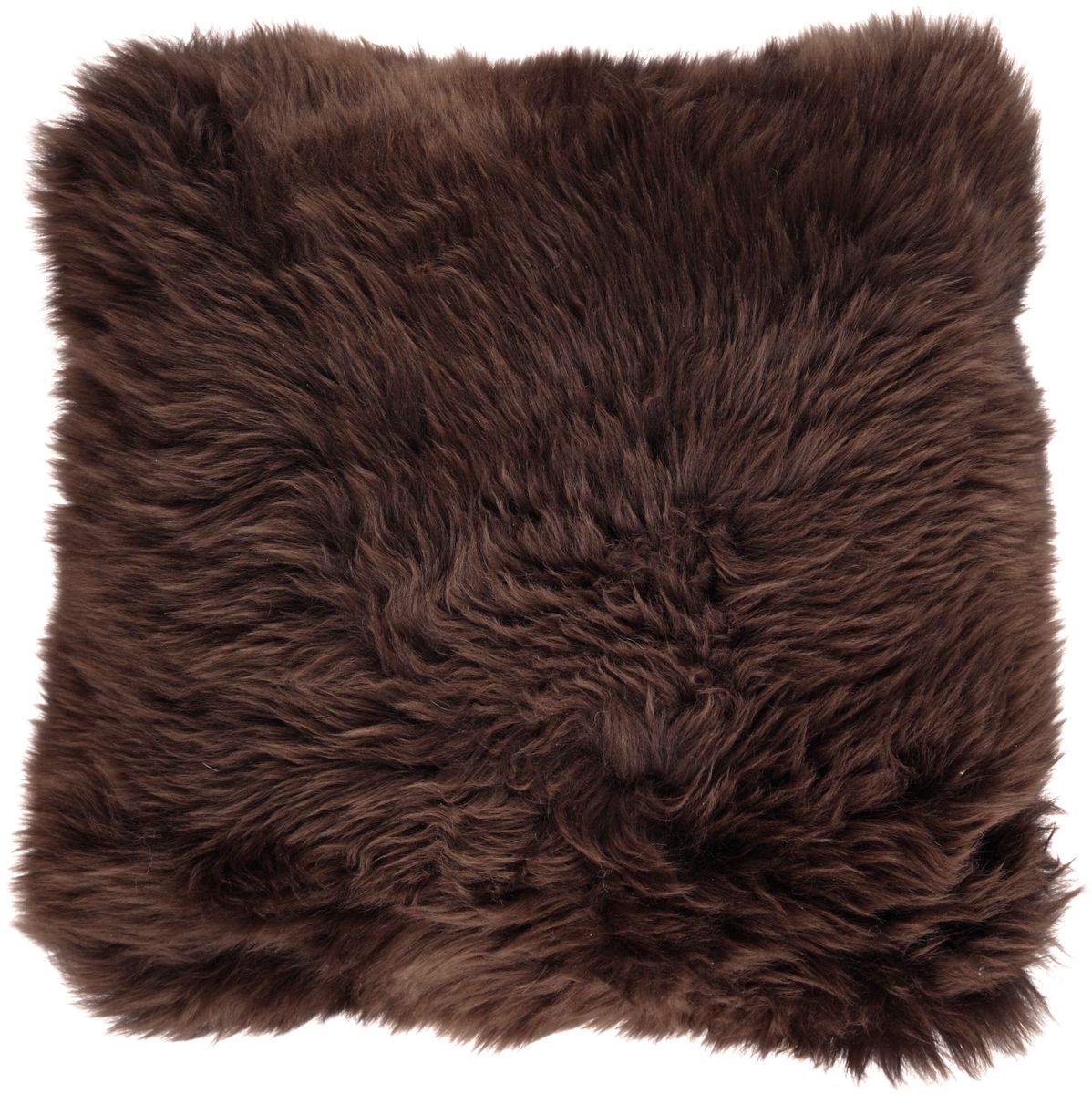 Coussin en peau de mouton longue laine | 35x35 cm Chocolat