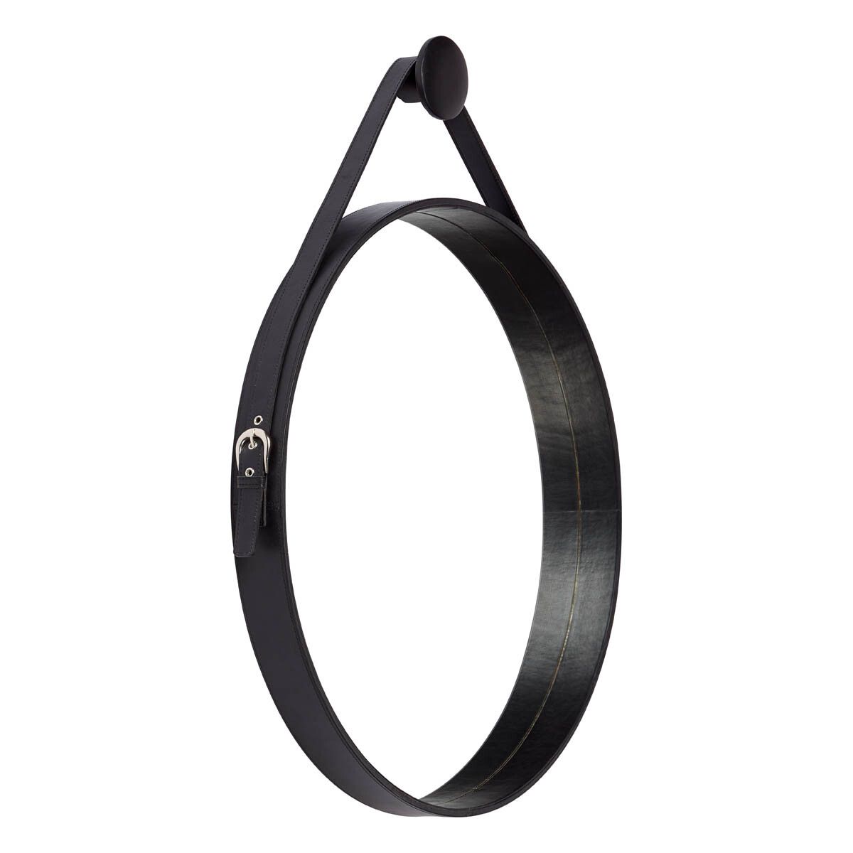Miroir en cuir Ø60 cm