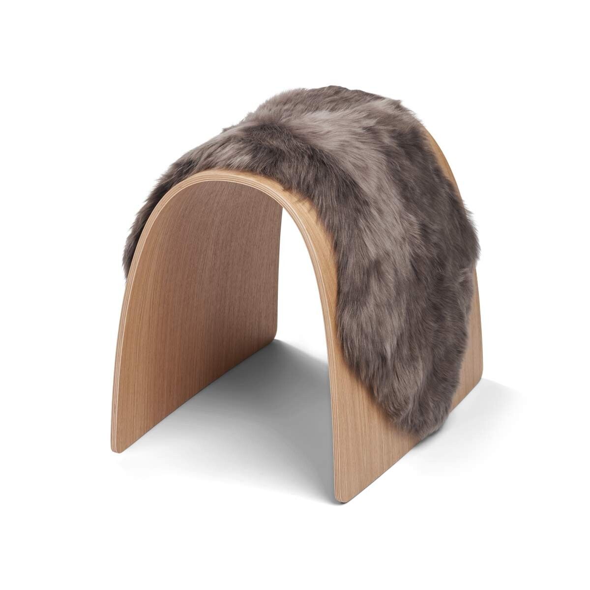 Dessus de tabouret en peau de mouton | Laine longue Noyer