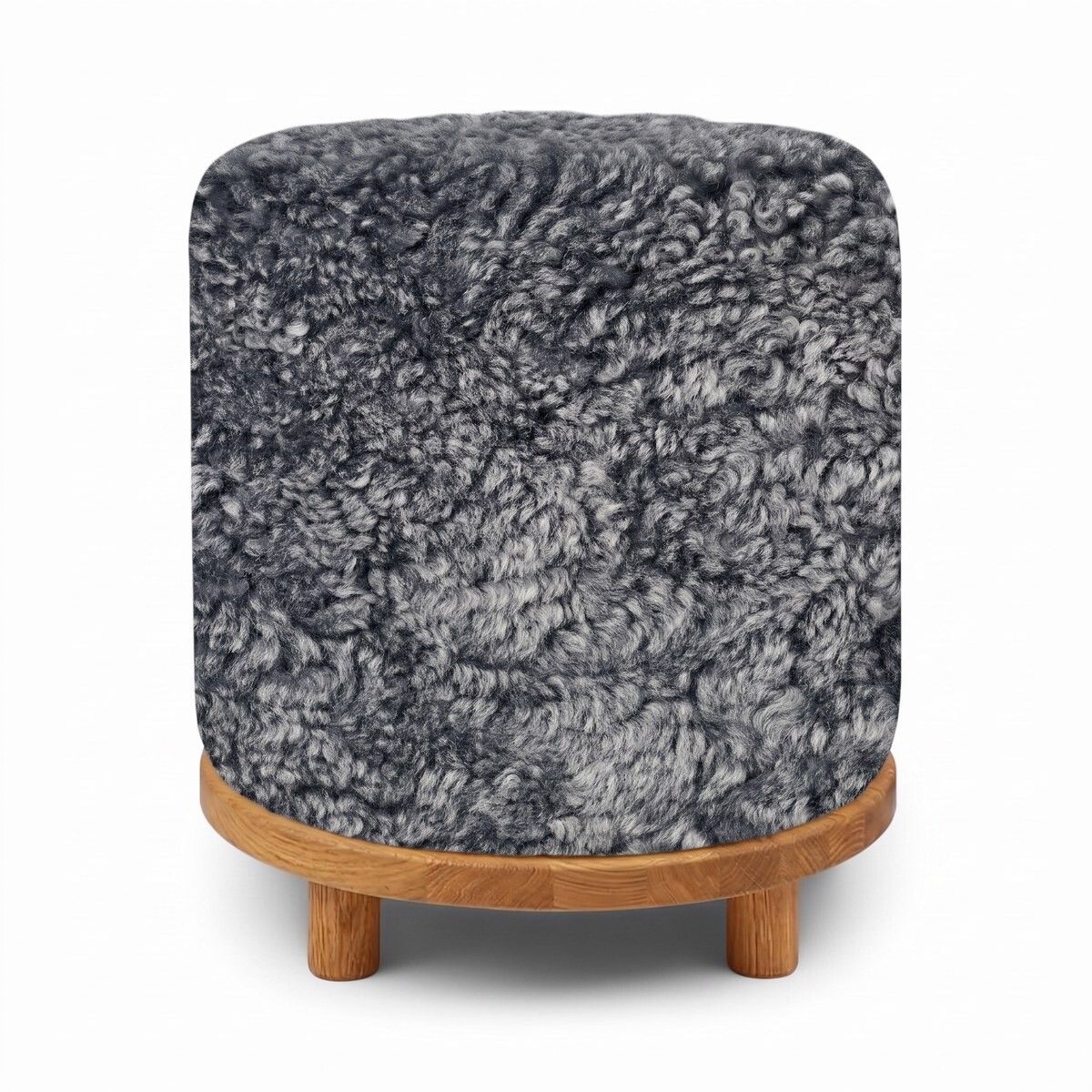 Tabouret Simon | Laine courte Gris Léger